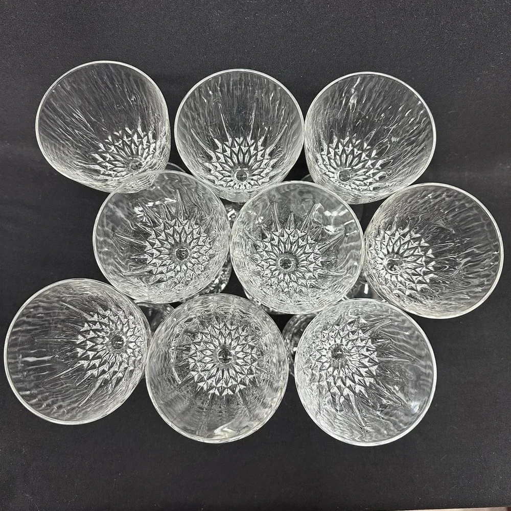 Luminarc 'Diamant' Crystal Wine‎ Glass, Vintage, Set of 9